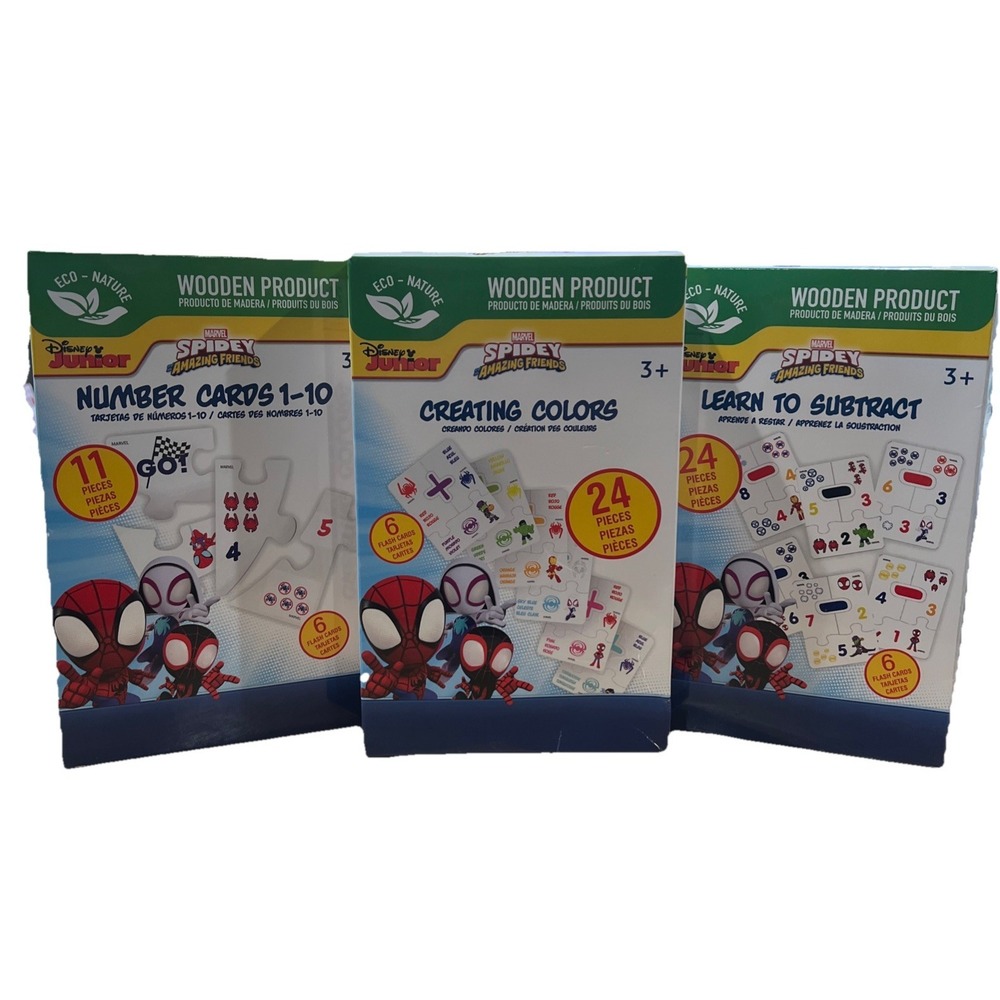 Disney Junior Spidey & Amazing Friends Set Of 3 Flash Card Sets Learning Toys